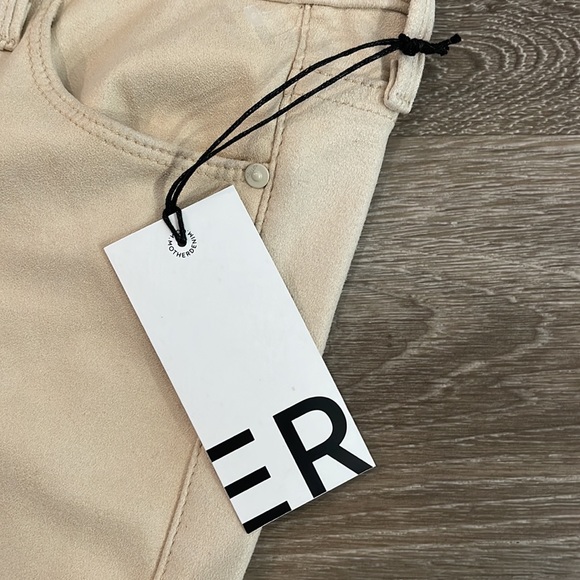 Mother | The Trainer Jogger Pants Faux Suede Ivory sz 25 - Picture 4 of 9